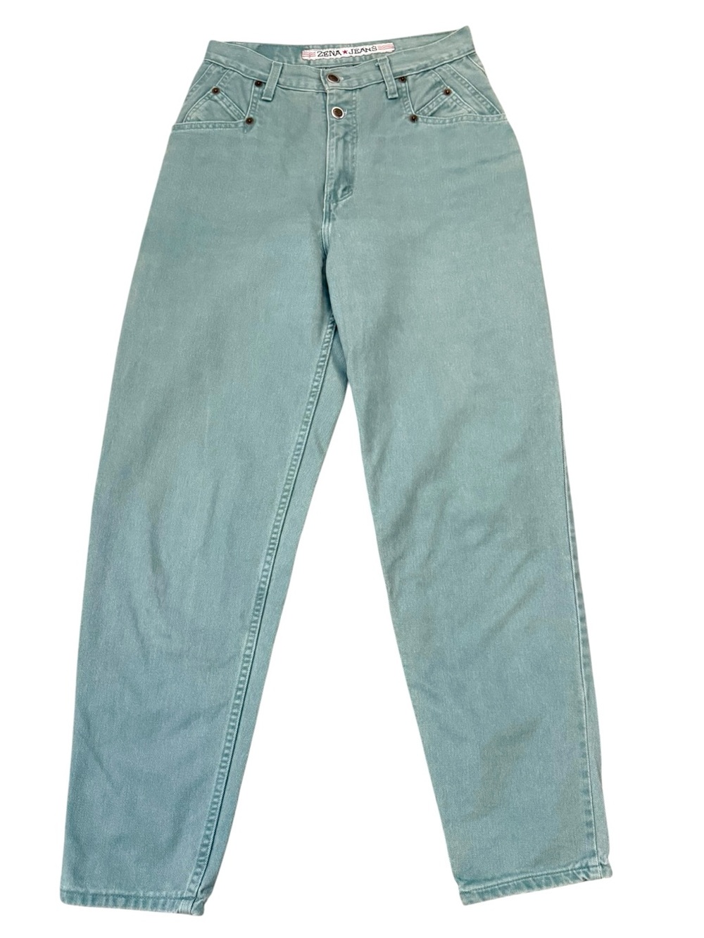 Vintage 90s Zena Mom Jeans Seafoam Sage Green High Rise Tapered 8 Fits 26x29